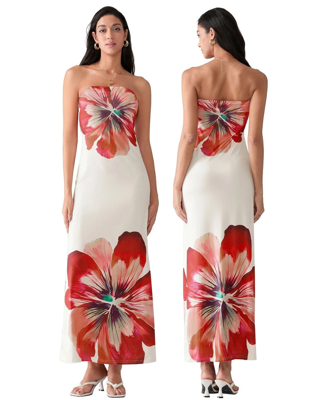 FierceMelbourne Exclusive – Amara Strapless Maxi Dress – Vintage Rose