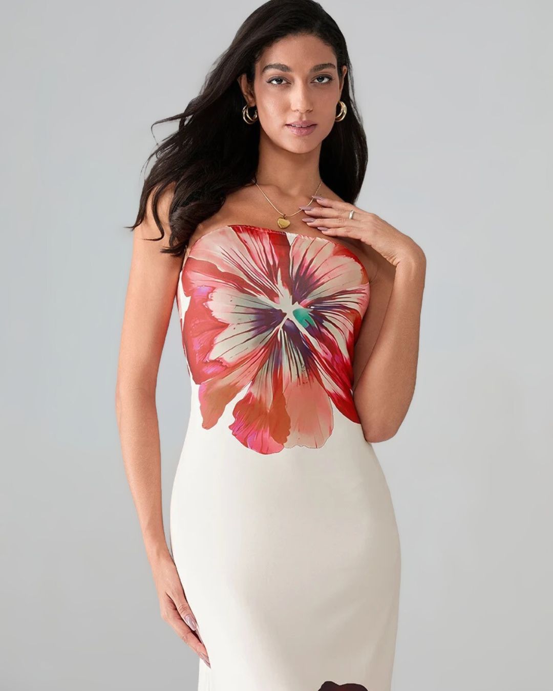 FierceMelbourne Exclusive – Amara Strapless Maxi Dress – Vintage Rose