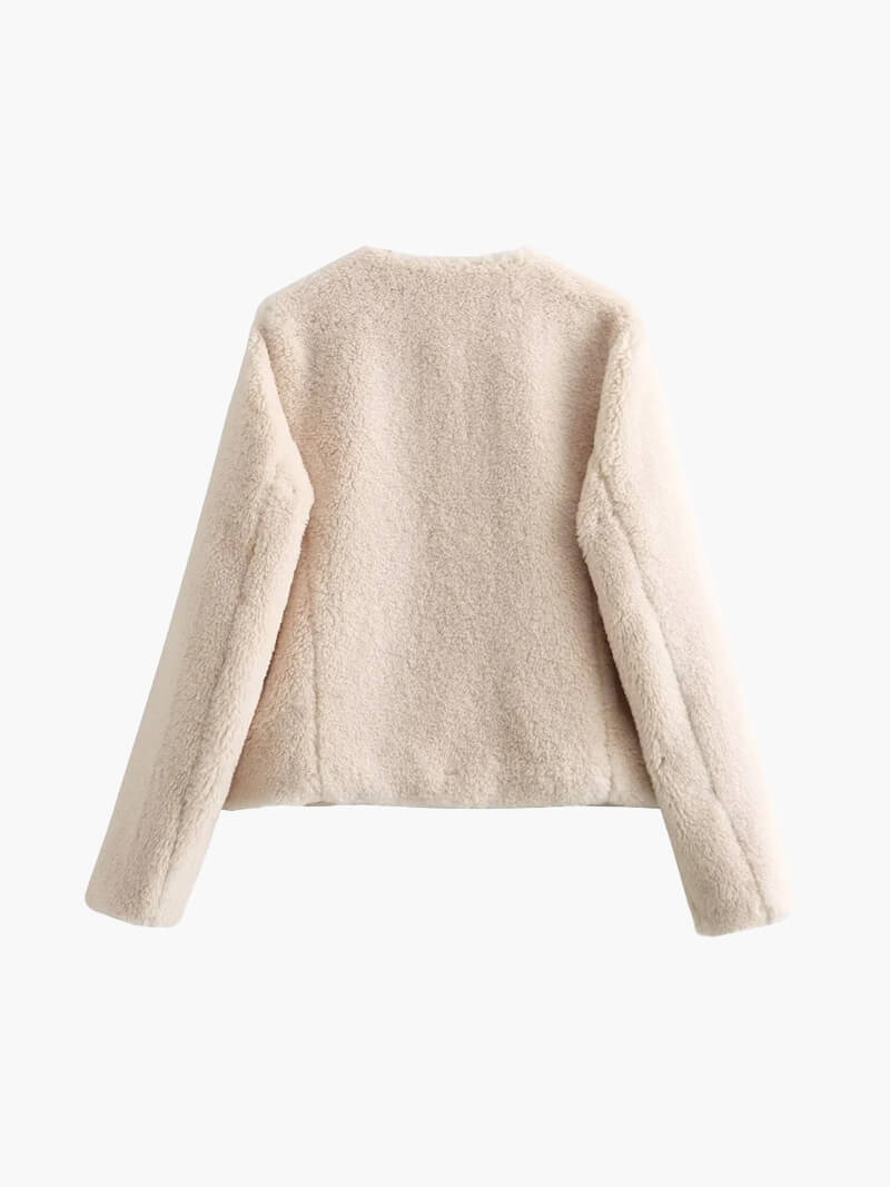 Melis | Cream Textured Shearling Jacket