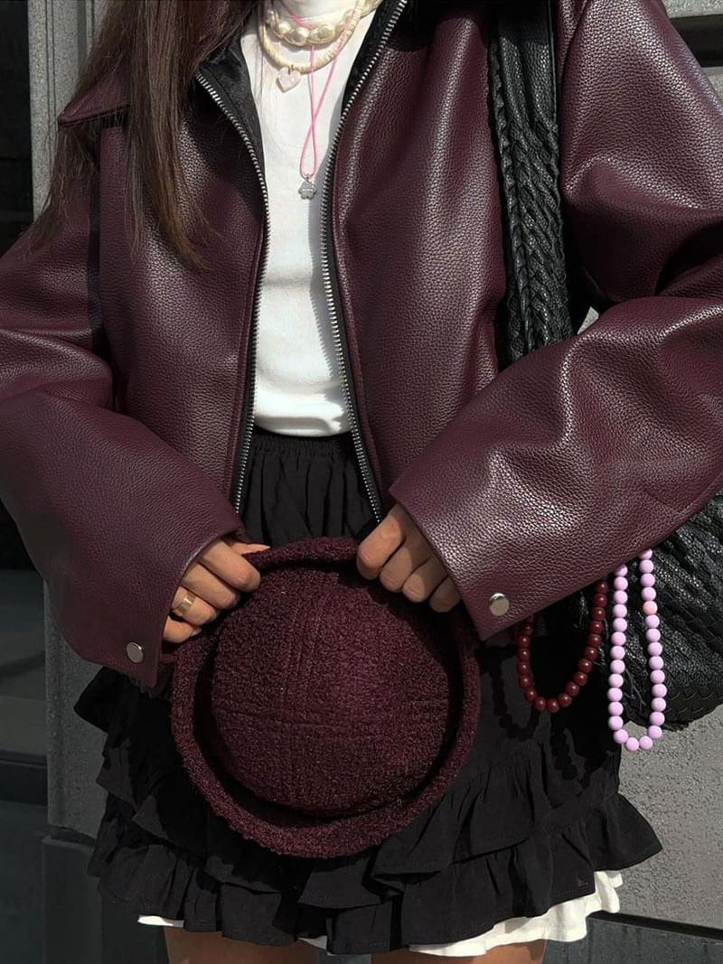 Elowyn | Deep Wine Leather Jacket