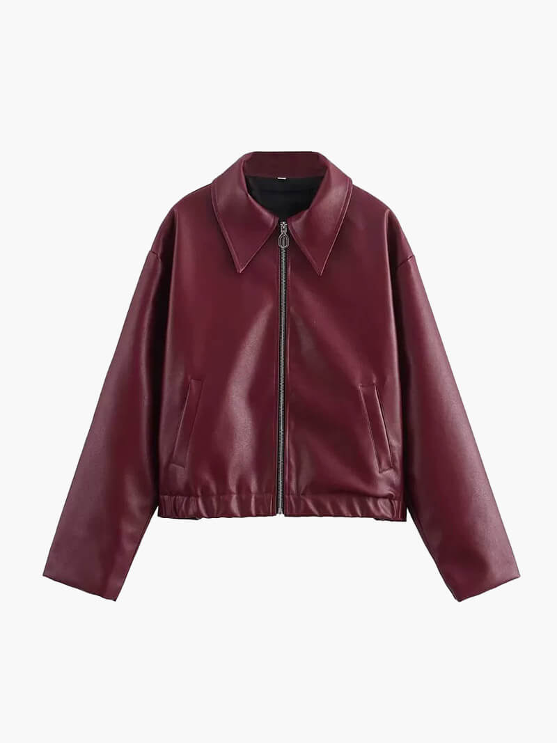 Elowyn | Deep Wine Leather Jacket