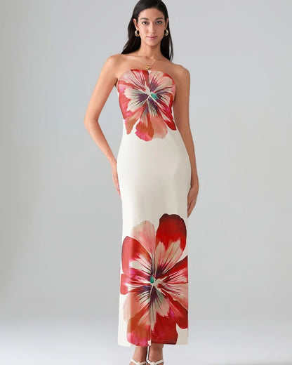 FierceMelbourne Exclusive – Amara Strapless Maxi Dress – Vintage Rose