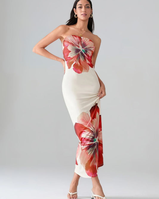 FierceMelbourne Exclusive – Amara Strapless Maxi Dress – Vintage Rose