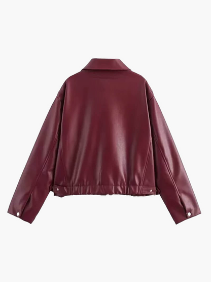 Elowyn | Deep Wine Leather Jacket