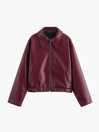 Elowyn | Deep Wine Leather Jacket